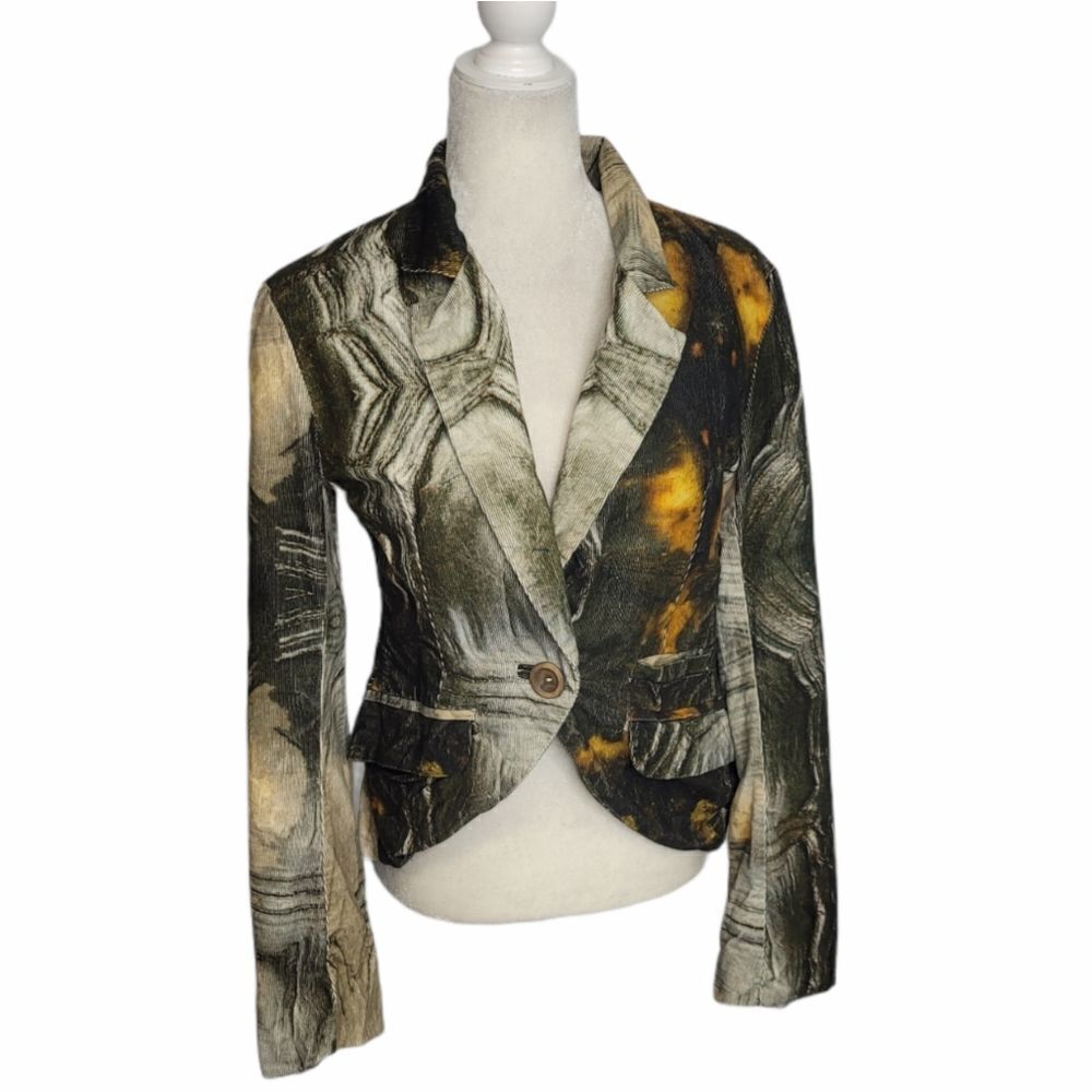THE PEOPLE OF THE LABYRINTHS jacket earth‎ tones abstract corduroy coat S